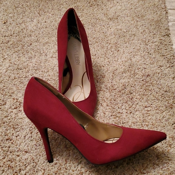 Sam & Libby Wine Colored Heels Sz 8 - Picture 2 of 3
